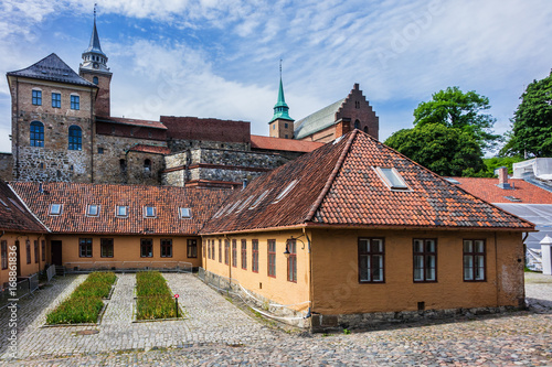 Medieval Akershus Castle (from 1299) and fortress in Oslo, Norway. Akershus Castle was built to protect Oslo.