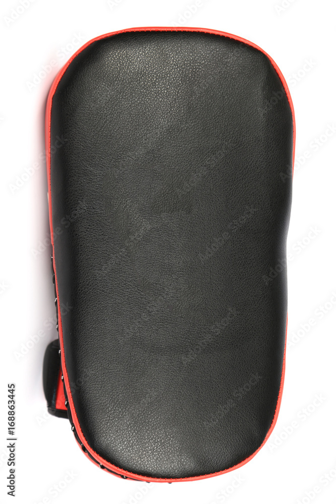 Red Kicking Shock shield glove on white background Red Kicking Shock shield glove on white background