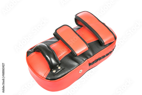 Red Kicking Shock shield glove on white background