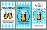 Oktoberfest flyer. Vector beer festival poster. Brewery label or badge with vintage hand sketched glass mug