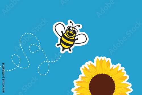 Fototapeta Naklejka Na Ścianę i Meble -  biene fliegt zur sonnenblume