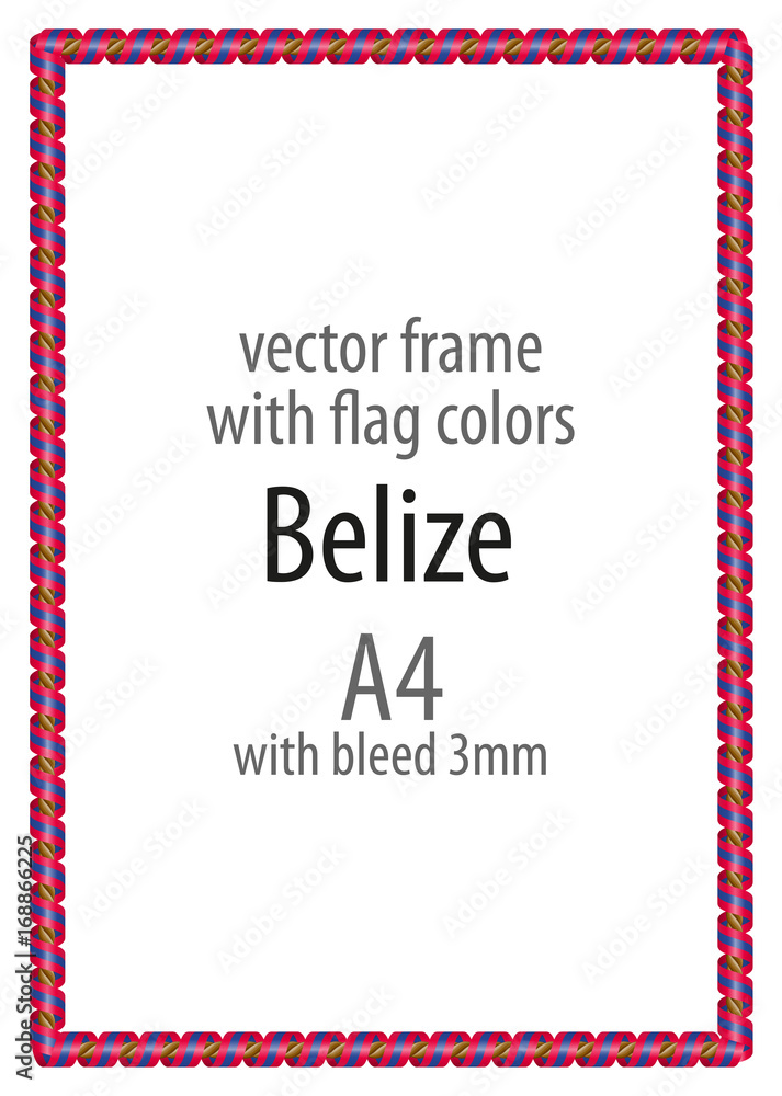Obraz premium Frame and border of ribbon with the colors of the Belize flag
