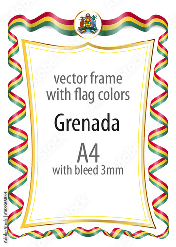 Frame and border of ribbon with the colors of the Grenada flag