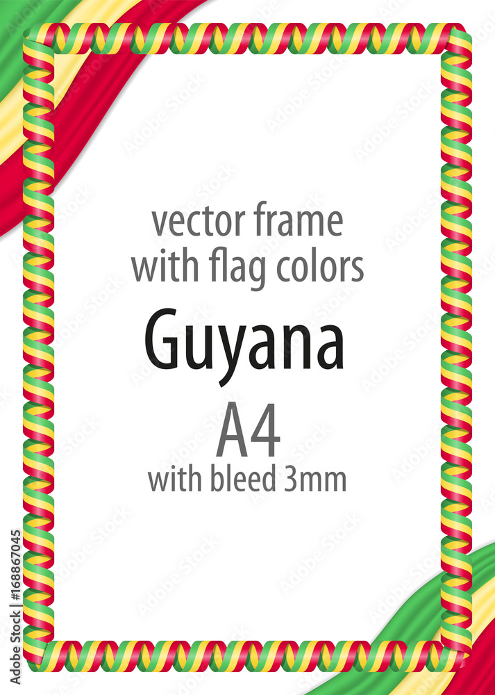 Obraz premium Frame and border of ribbon with the colors of the Guyana flag