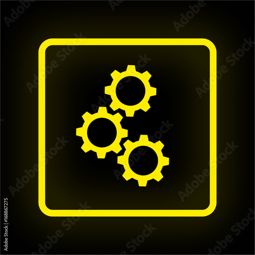 Neon Button App - Zahnräder Teamwork
