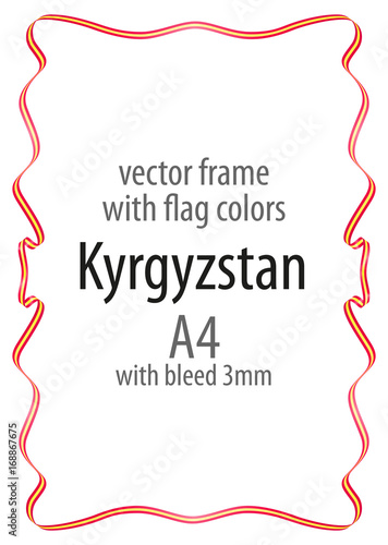 Frame and border of ribbon with the colors of the Kyrgyzstan flag