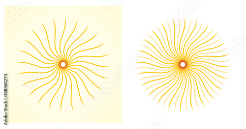 Artistic orange sun illustration set