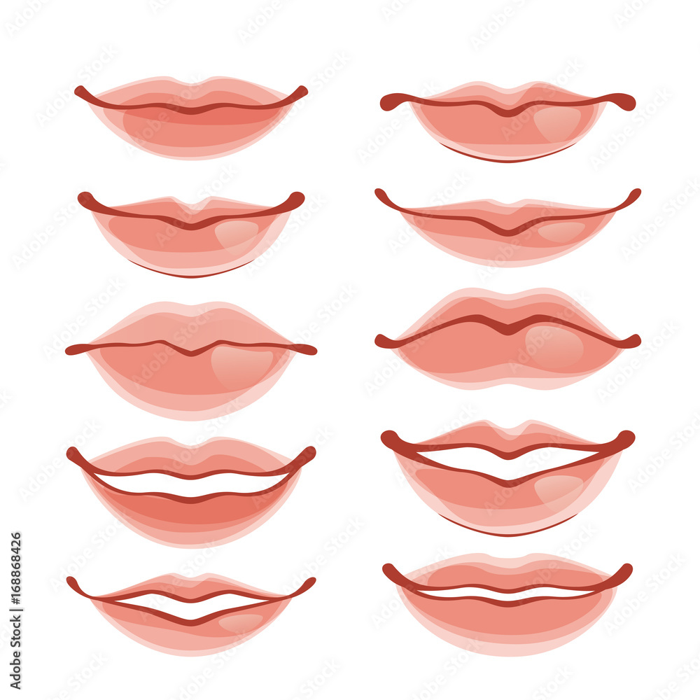 Set of women lips isolated on white background, vector illustration Set of women lips isolated on white background, vector illustration