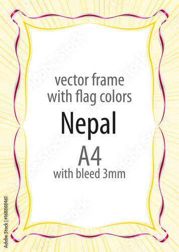 Frame and border of ribbon with the colors of the Nepal flag