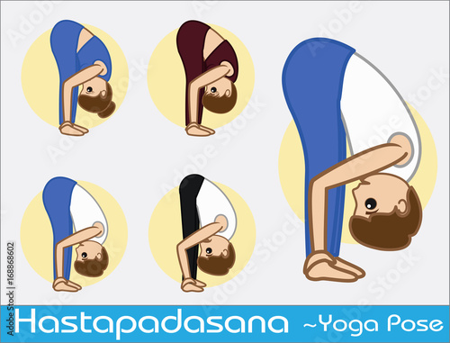 Yoga Cartoon Vector Poses - Hastapadasana