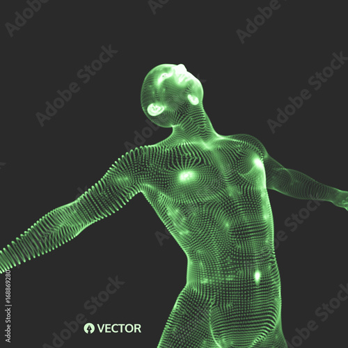 3d model of man. Human body. Design element. Vector illustration.