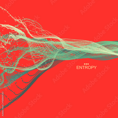 Array with dynamic emitted particles. Water splash imitation. Abstract background. Vector illustration.