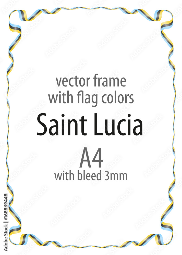 Frame and border of ribbon with the colors of the Saint Lucia flag