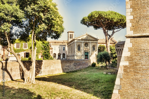 View of the Basilica of Sant'Aurea from Giulio II Castle - Ostia Antica - Rome © Equatore