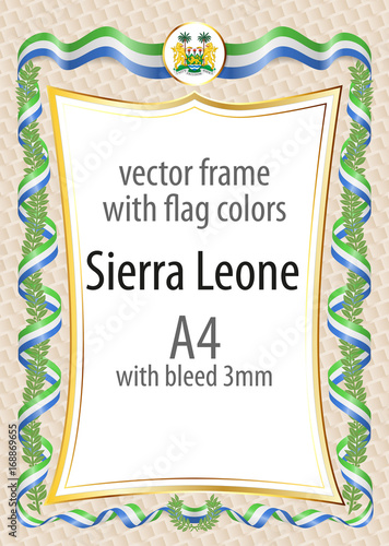 Frame and border of ribbon with the colors of the Sierra Leone flag