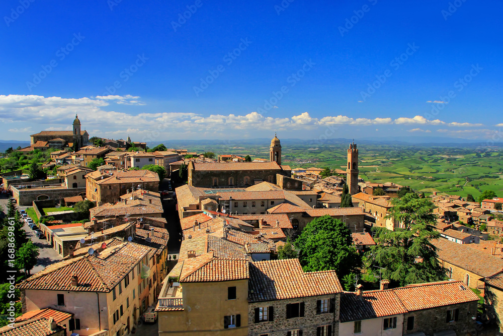 View of Montalcino town from the Fortress in Val d'Orcia, Tuscany, Italy