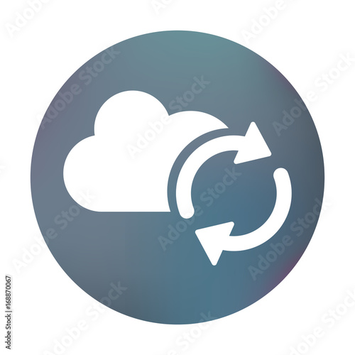 Farbiger Button - Wolke mit Synchronisieren-Symbol