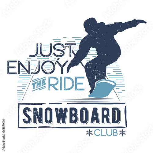 Vector badge theme snowboard in grunge style for your design, print in the press and T-shirts, the Internet.