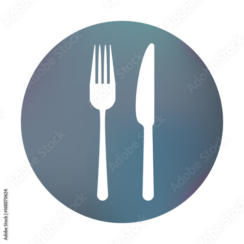 Farbiger Button - Messer und Gabel