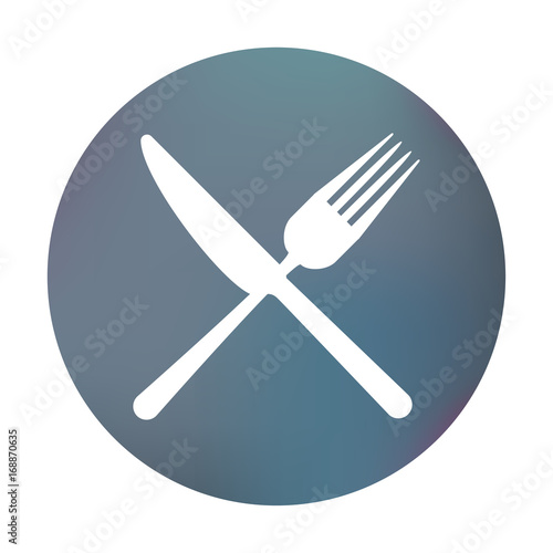 Farbiger Button - Messer und Gabel gekreuzt