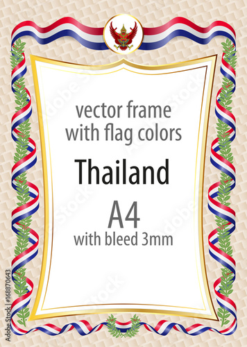 Frame and border of ribbon with the colors of the Thailand flag