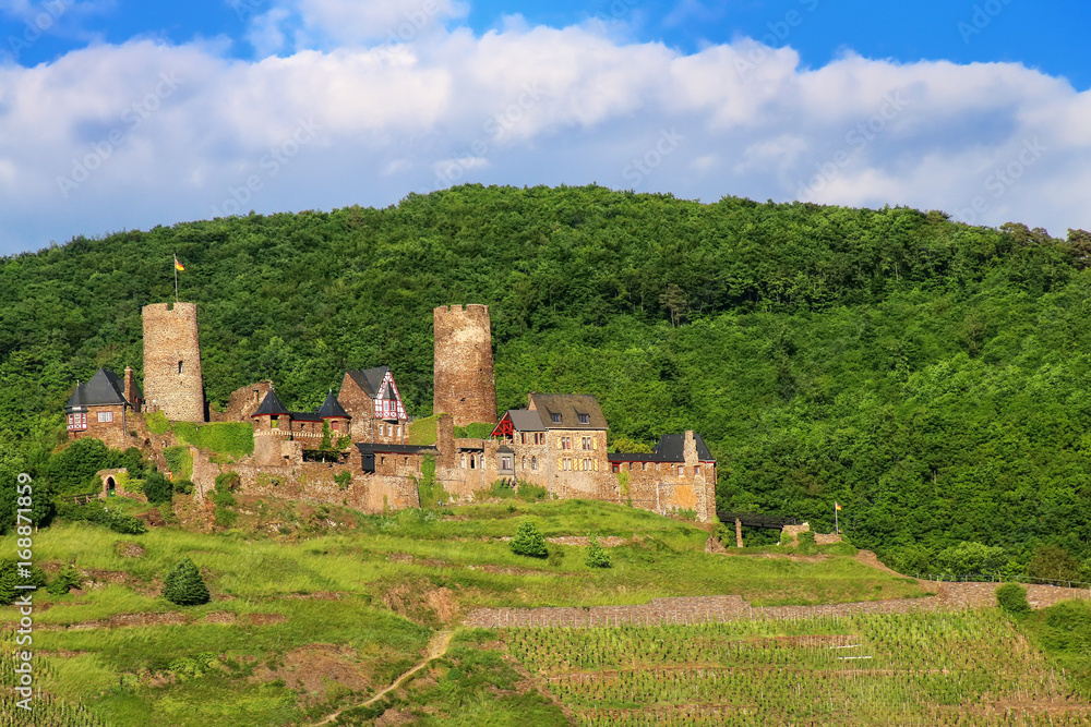 Thurant  Castle above Alken town on Moselle River, Rhineland-Palatinate, Germany.