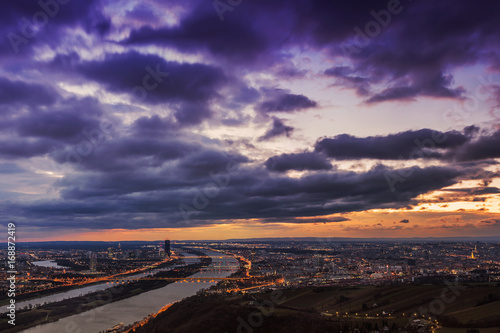 View of Vienna looking southeast from Leopoldsberg at sunrise