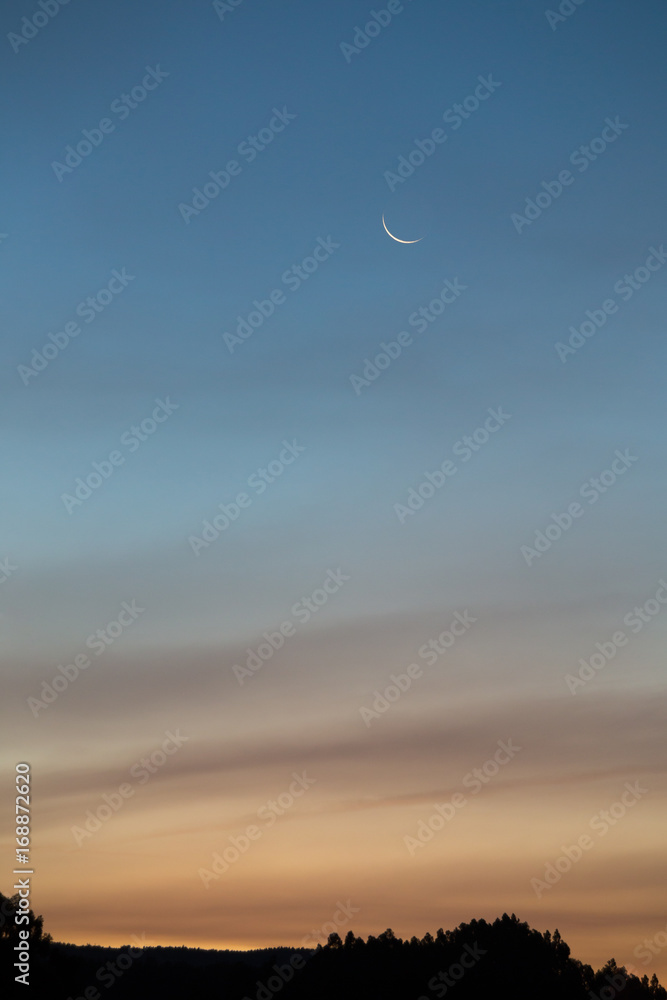 Sunrise sky with moon. Sunrise sky with moon.