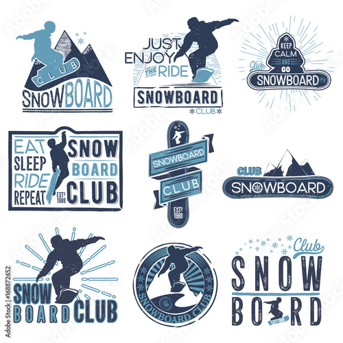 Vector badge theme snowboard in grunge style for your design, print in the press and T-shirts, the Internet.