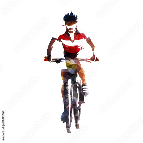 Mountain biker, abstract geometric silhouette, cycling race