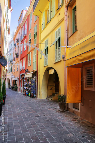 Narrow street with houses in Monaco-Ville  Monaco.