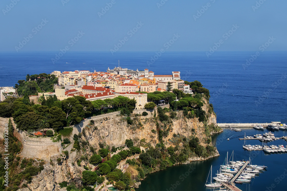 View of Monaco City located on The Rock in Monaco.