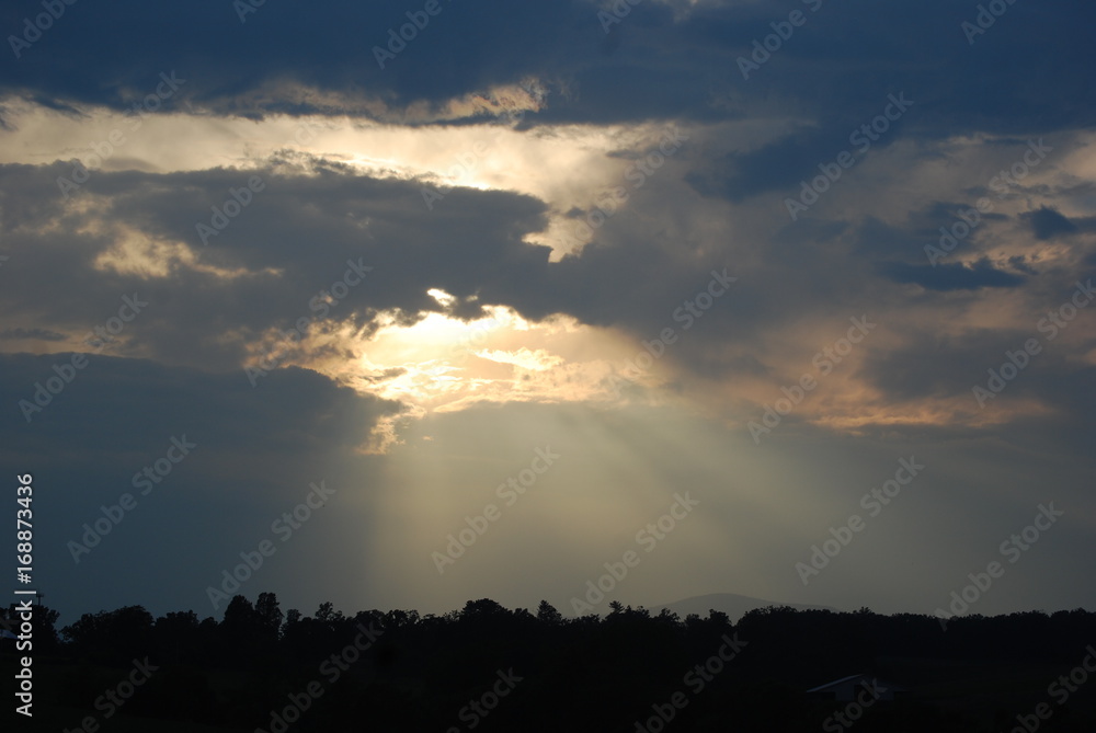 Sunrays breaking through the clouds 