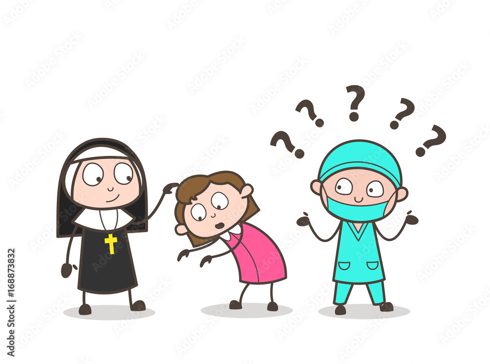 Cartoon Confused Surgeon Expression after See Traditional Culture Vector Concept Cartoon Confused Surgeon Expression after See Traditional Culture Vector Concept