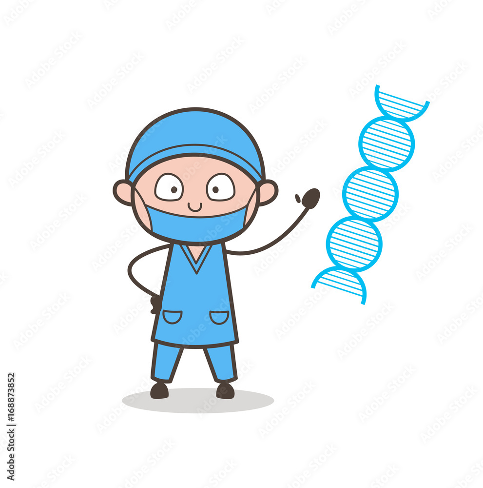 Cartoon Surgeon Showing DNA Report in Meeting Vector Illustration Cartoon Surgeon Showing DNA Report in Meeting Vector Illustration