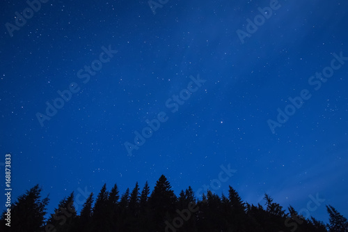 Blue dark night sky with many stars.