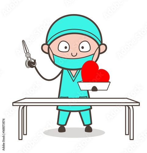 Cartoon Cardiologist Ready for Heart Surgery Vector