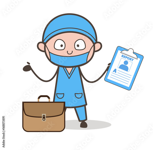 Cartoon Dentist Showing Dental Report Vector Concept