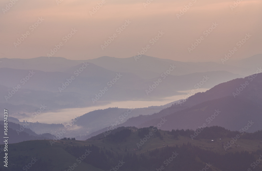 Majestic sunset in the mountains landscape. Majestic sunset in the mountains landscape.