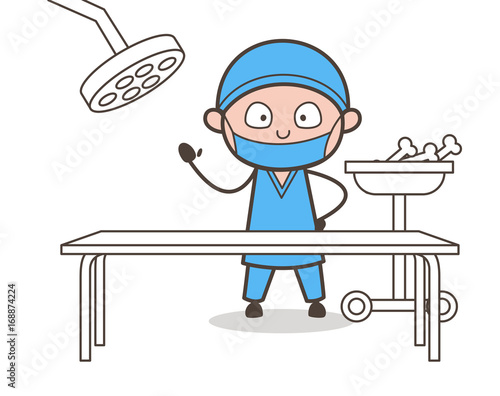 Scared Orthopedic Surgeon in Operation Theater Vector Illustration