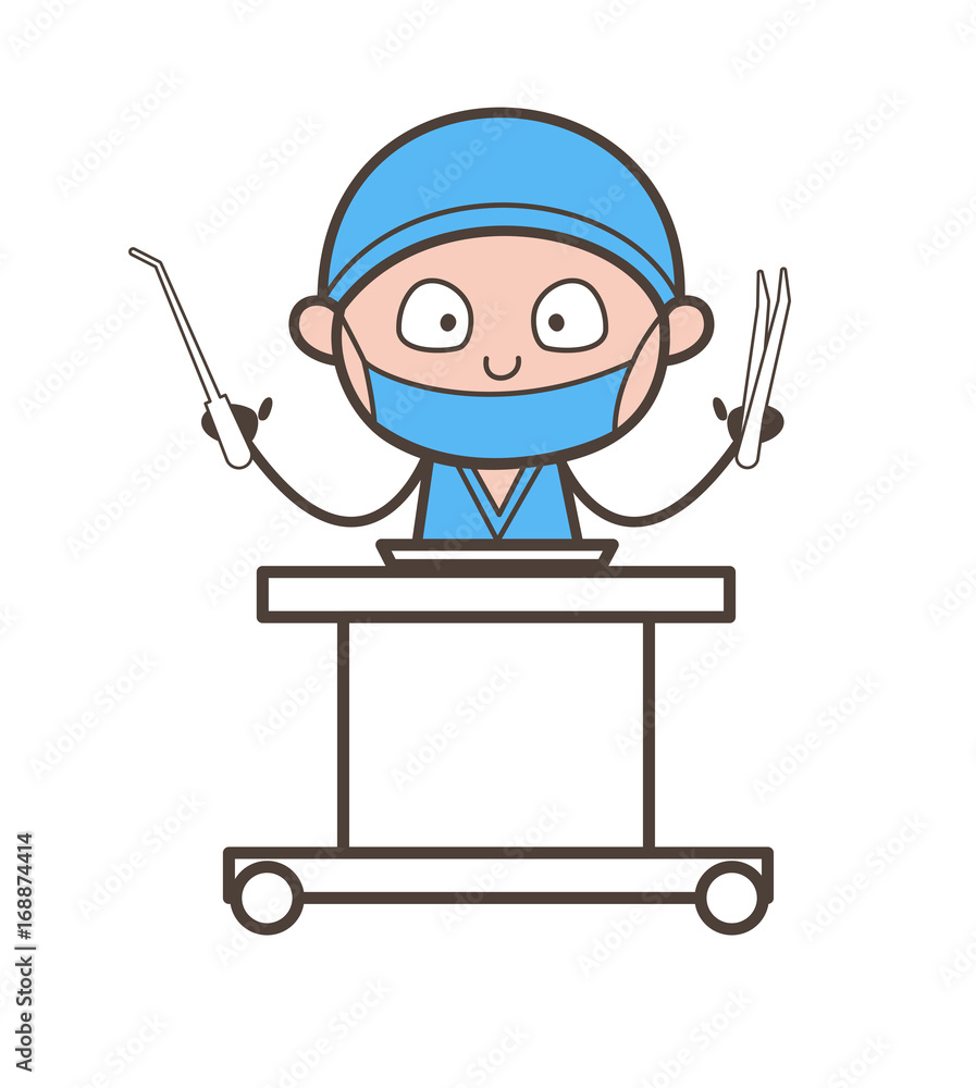 Cartoon Dentist with Dental Tools Vector Illustration Cartoon Dentist with Dental Tools Vector Illustration