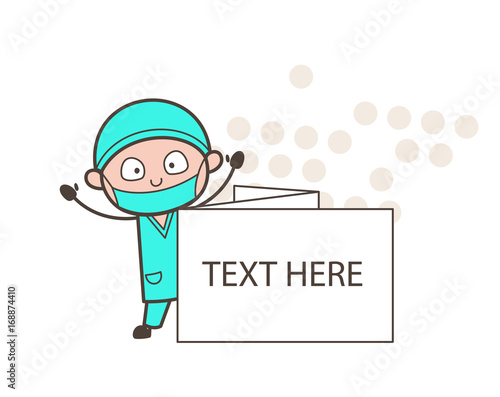 Heart Surgeon with Blank Information Banner Vector
