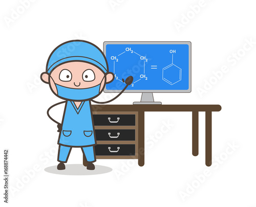 Cartoon Surgeon Showing Medical Formula Vector Concept