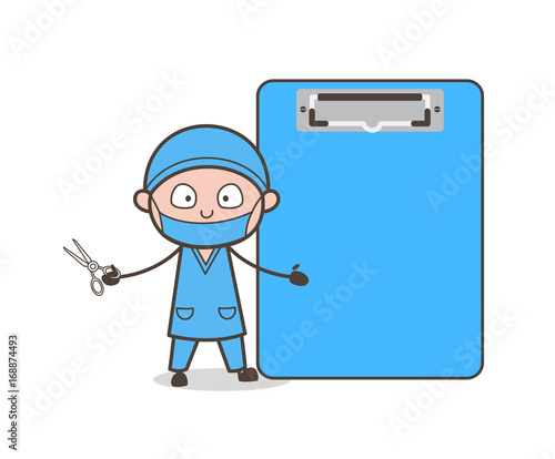 Cartoon Surgeon with Cardboard Vector Illustration