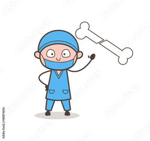 Surgeon Showing Broken Bone Vector Illustration