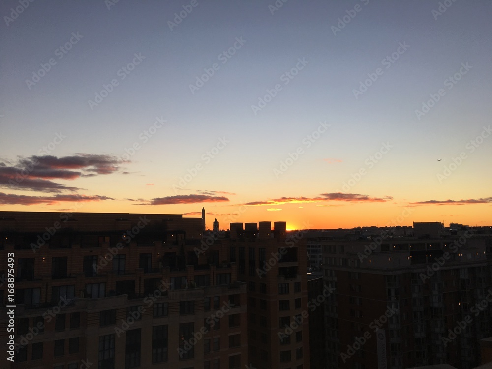 vibrant sunset in Washington D.C. with the Washington Monument vibrant sunset in Washington D.C. with the Washington Monument