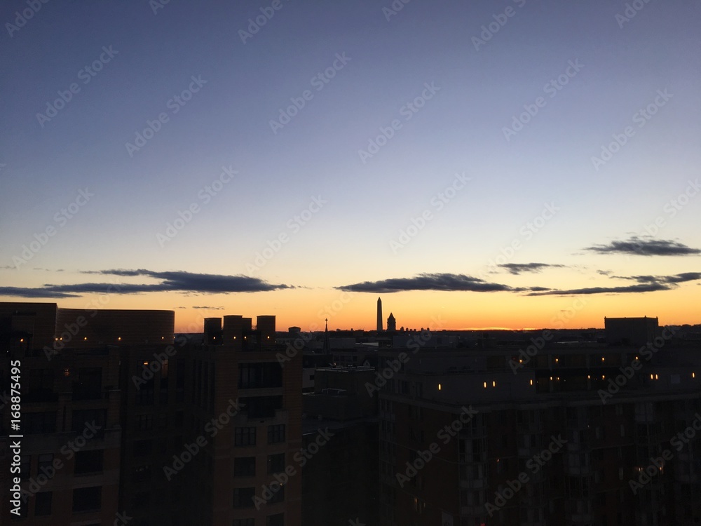 vibrant sunset in Washington D.C. with the Washington Monument vibrant sunset in Washington D.C. with the Washington Monument