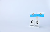 SEPTEMBER 3 Wooden calendar Concept independence day of San Marino and San Marino national day.with space for your text