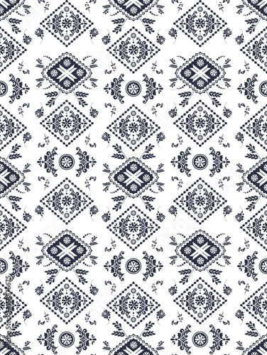 Slavic floral vector seamless pattern