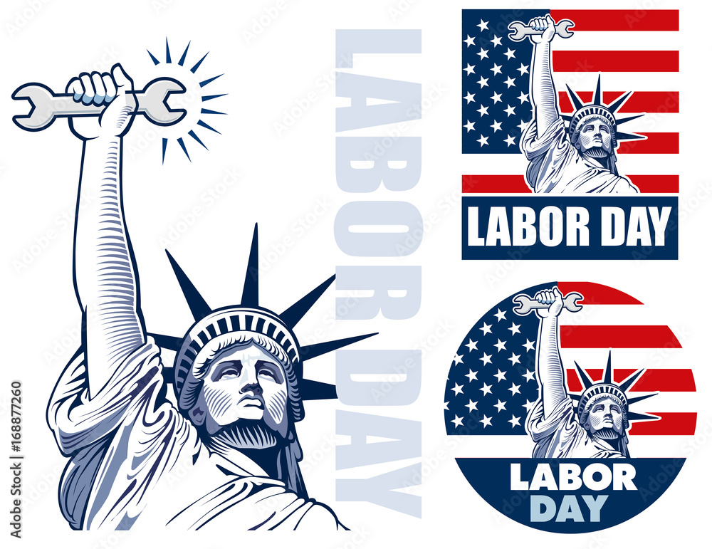 Labor Day with Statue of liberty holding wrench Stock Vector Adobe Stock